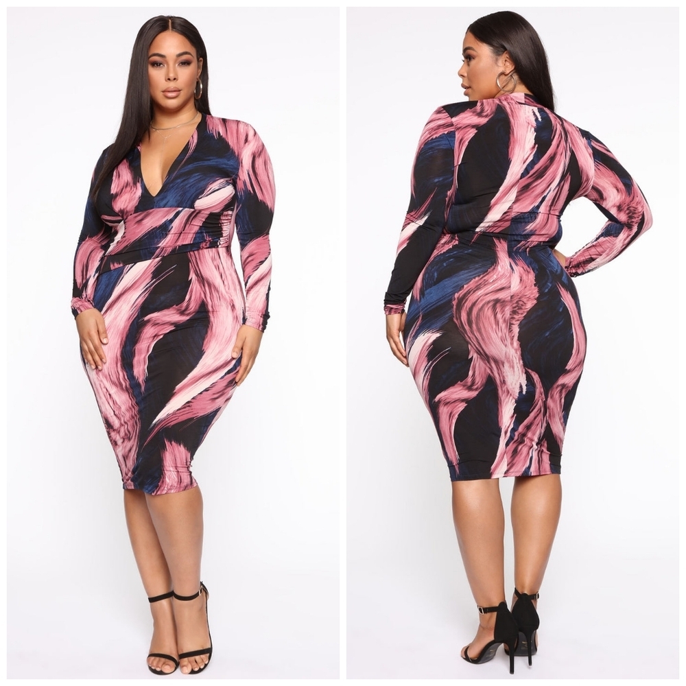 FASHION NOVA CURVE ARTISTIC SIDE MAXI DRESS SIZE 2X